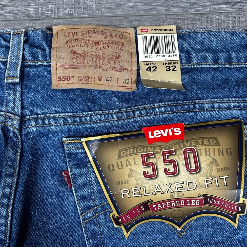 VTG Levi Strauss 550 Relaxed Fit Tapered Leg Jeans Mens Blue Denim‎ W42 L32